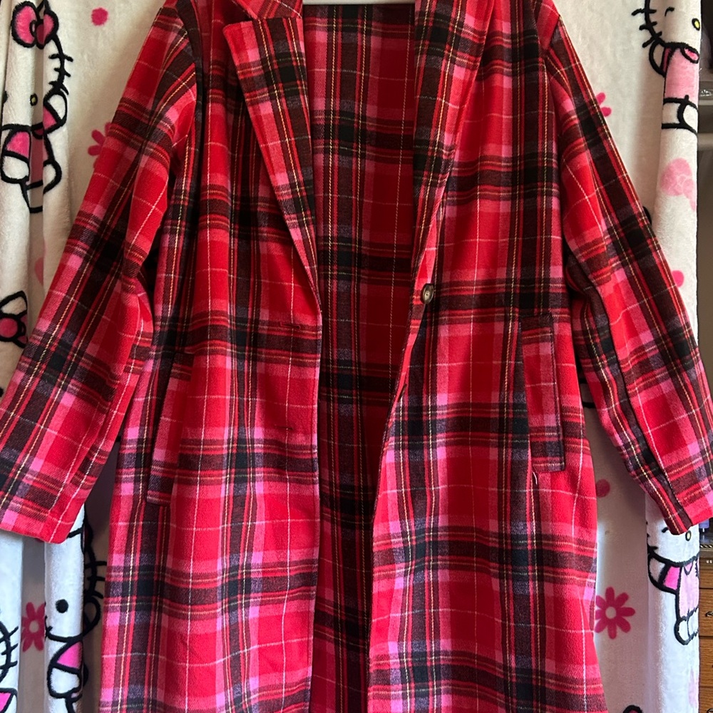 Old Navy Red and Black Trench Coat